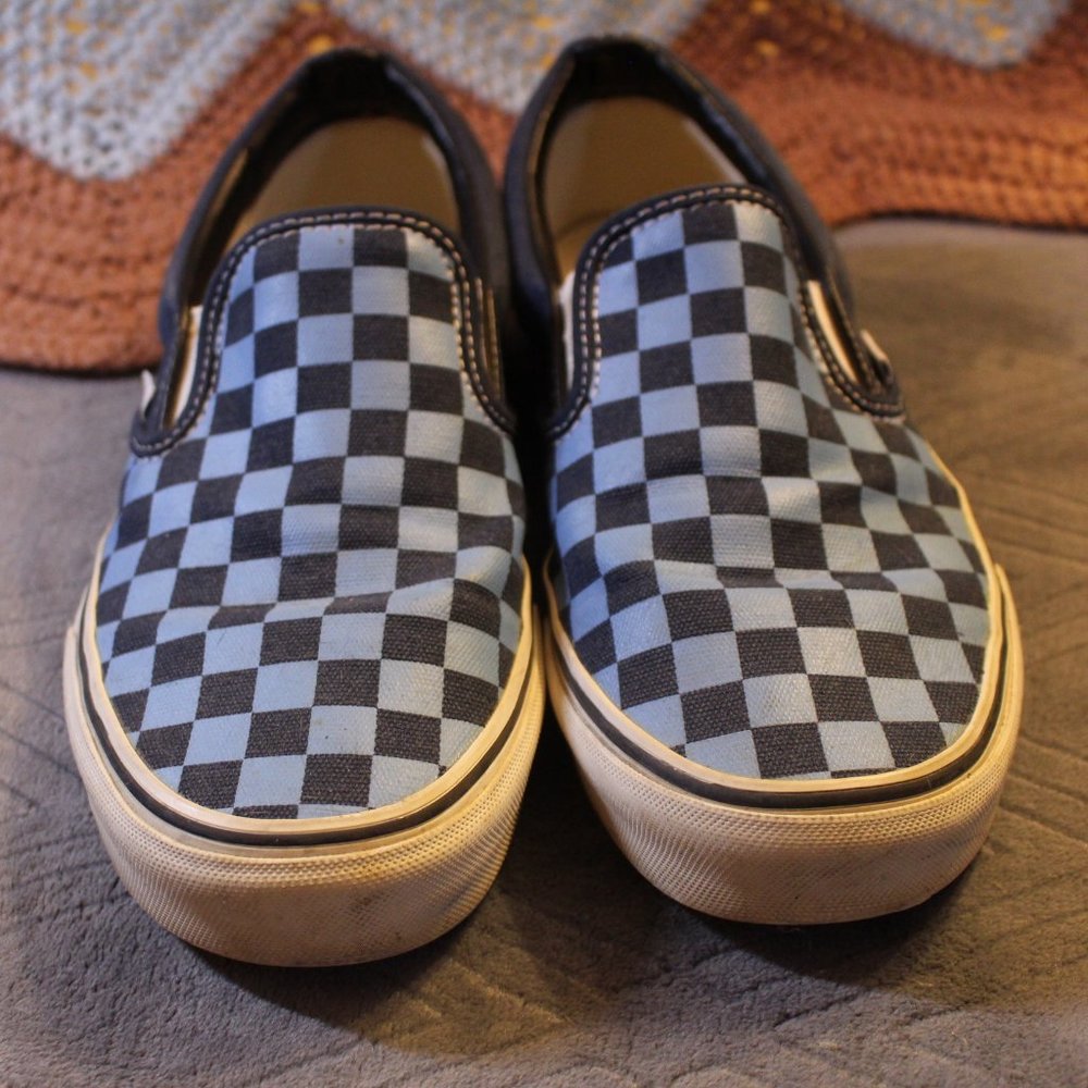 Blue Checkerboard Slip-On Vans - Picture 3 of 8